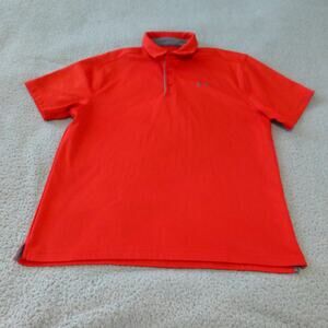 Under Armour Shirt Mens Large Polo Red Heatgear Golf Short Sleeve